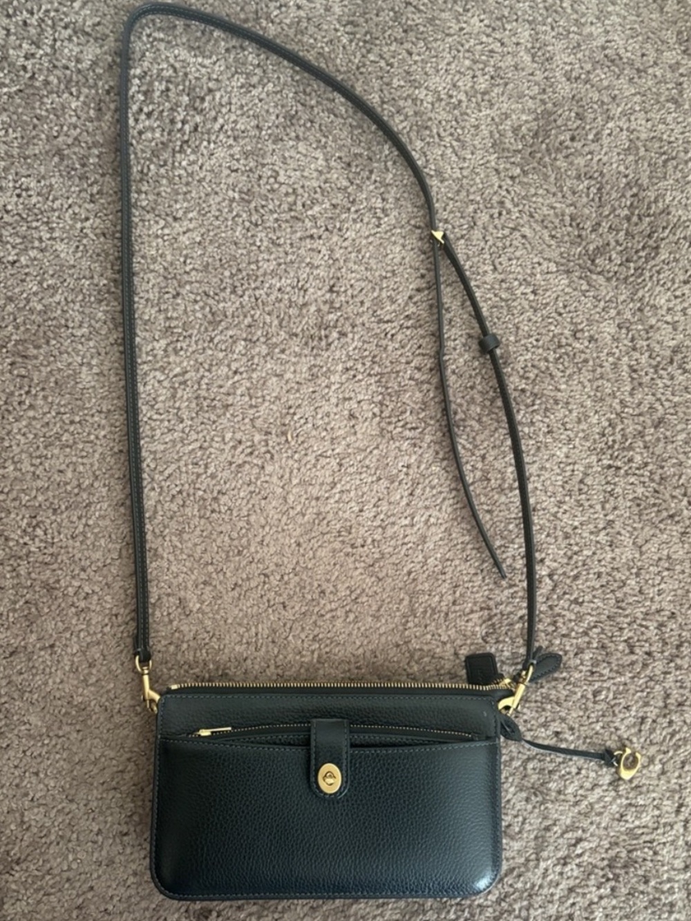 Coach Black Leather Bella Crossbody Bag with Gold Hardware